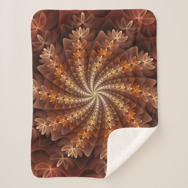 Warm Autumn Colours, Modern Abstract Fractal Art Sherpa Blanket (Front)