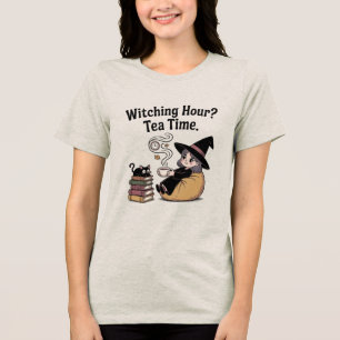 Warm Autumn Cozy Witch Reading Tri-Blend Shirt