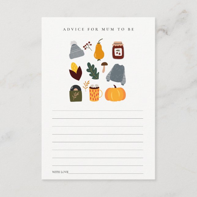 Warm Autumn Essential Advice For Mum Baby Shower Enclosure Card (Front)