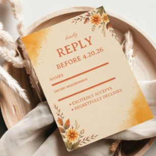 Warm Autumn Floral Elegant RSVP Card