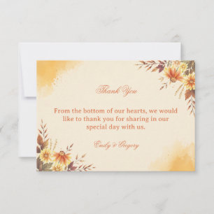 Warm Autumn Floral Elegant Thank You Card