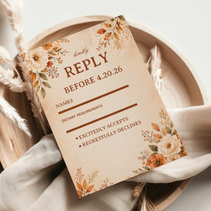 Warm Autumn Floral RSVP Card