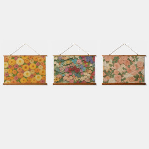 Warm Autumn Floral Seamless Pattern Oil Painting A Hanging Tapestry