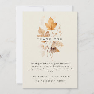 Warm Autumn Foliage Bereavement Funeral Thank You