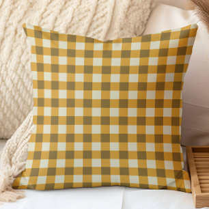 Warm Autumn Gingham Pattern in Rich Earth Tones Throw Pillow