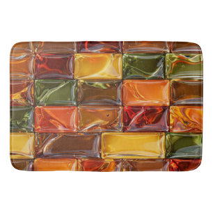 Warm Autumn Glass Tile Mosaic - Glossy Amber Bath Mat