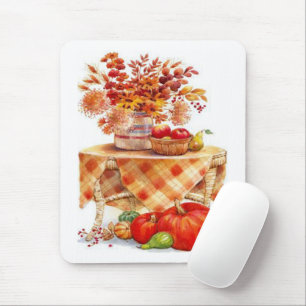 Warm Autumn Harvest Table Still Life Mouse Pad