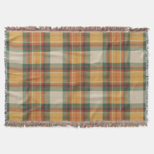 Warm Autumn Harvest Tartan Plaid Pattern Throw Blanket