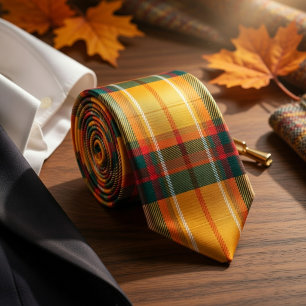Warm Autumn Harvest Tartan Plaid Pattern Tie