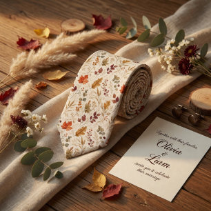 Warm Autumn Harvest Watercolor Leaf Tie