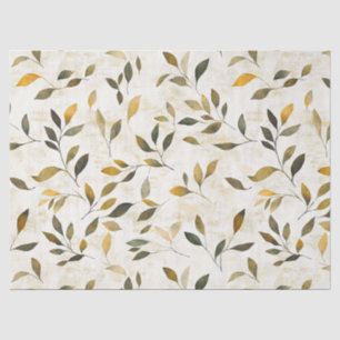 Warm Autumn Leaves and Twigs Rustic Nature Tissue Paper