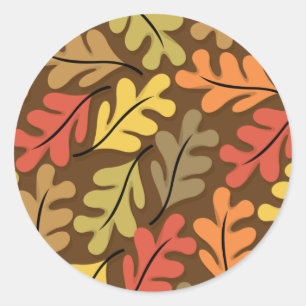 Warm Autumn Leaves Classic Round Sticker
