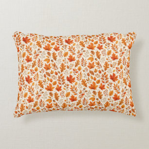 Warm Autumn Leaves Seamless Pattern Accent Pillow