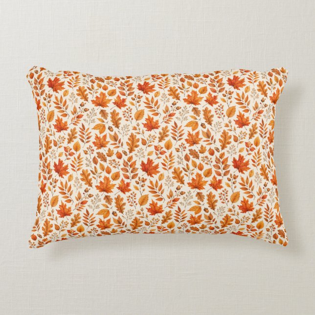 Warm Autumn Leaves Seamless Pattern Accent Pillow (Front)