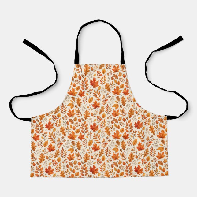 Warm Autumn Leaves Seamless Pattern Apron (Front)