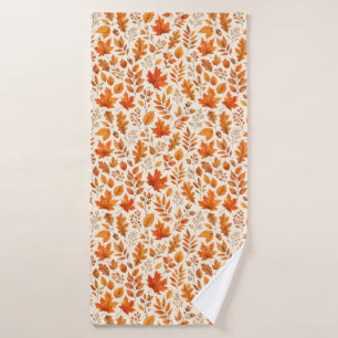 Warm Autumn Leaves Seamless Pattern Bath Towel