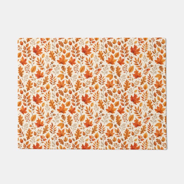 Warm Autumn Leaves Seamless Pattern Doormat (Front)