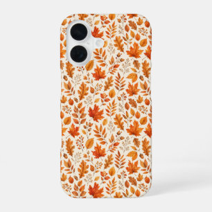 Warm Autumn Leaves Seamless Pattern iPhone 16 Case