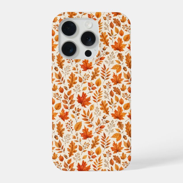 Warm Autumn Leaves Seamless Pattern iPhone Case (Back)