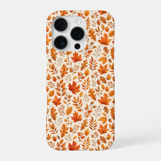 Warm Autumn Leaves Seamless Pattern iPhone Case (Back)