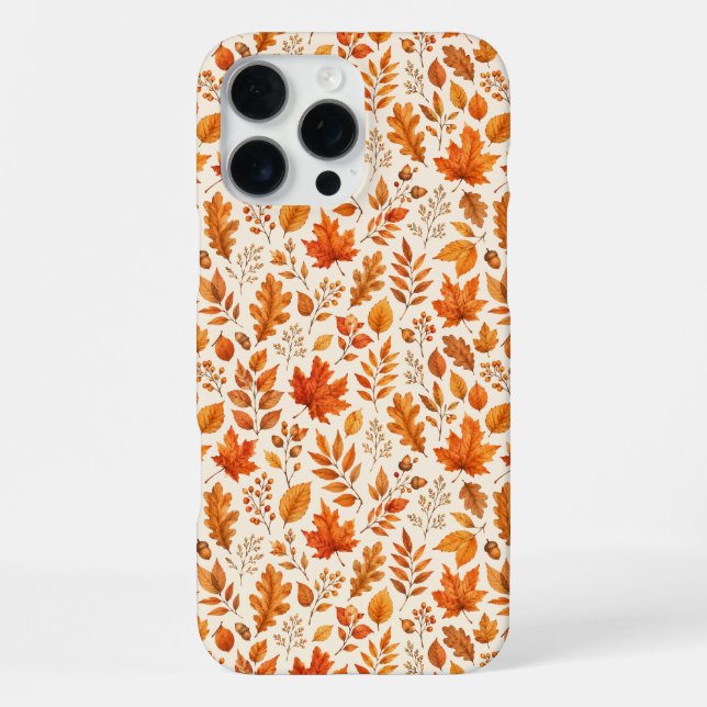 Warm Autumn Leaves Seamless Pattern iPhone Case (Back)