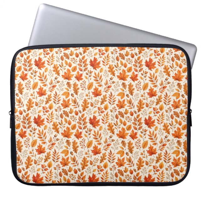 Warm Autumn Leaves Seamless Pattern Laptop Sleeve (Front)