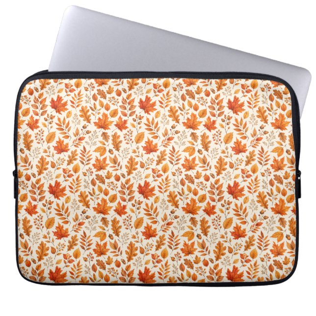 Warm Autumn Leaves Seamless Pattern Laptop Sleeve (Front)