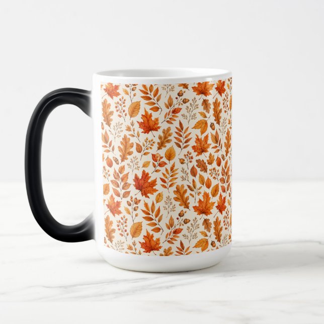 Warm Autumn Leaves Seamless Pattern Magic Mug (Left)