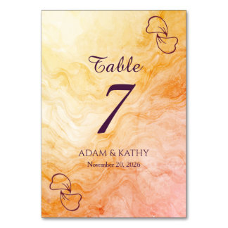 Warm Autumn Marble Table Number