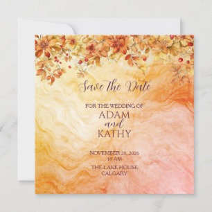 Warm Autumn Marble Wedding Save the date card