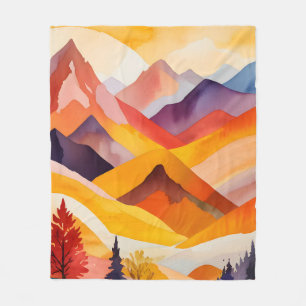 Warm Autumn Mountains Fleece Blanket