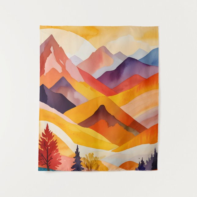 Warm Autumn Mountains Tapestry (Front)