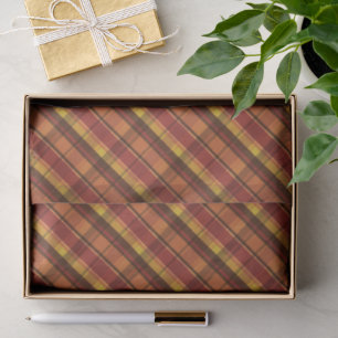 Warm Autumn Tones Plaid Pattern Tissue Paper