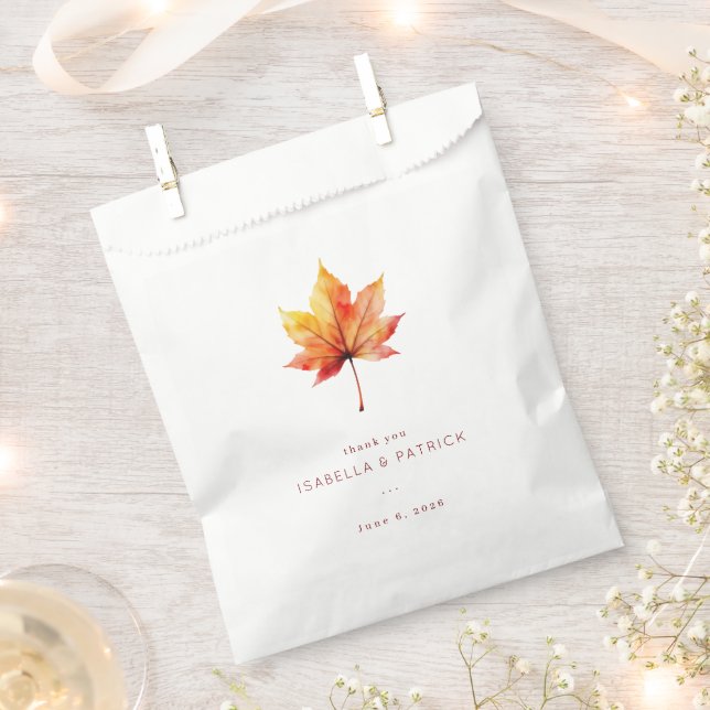 Warm Autumn Watercolor Maple Leaf Favour Bag (Clipped)