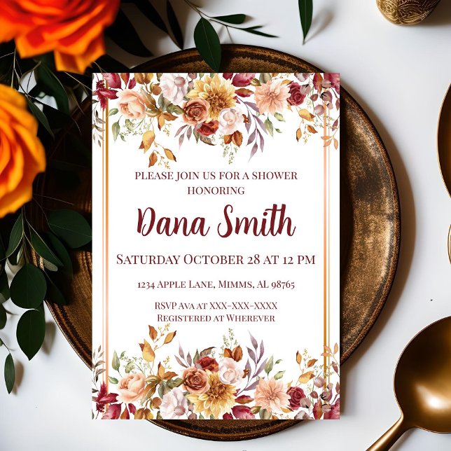Warm Autumn Wildflower Shower Invitation (Creator Uploaded)