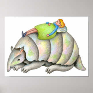 Warm back of an armadillo. poster