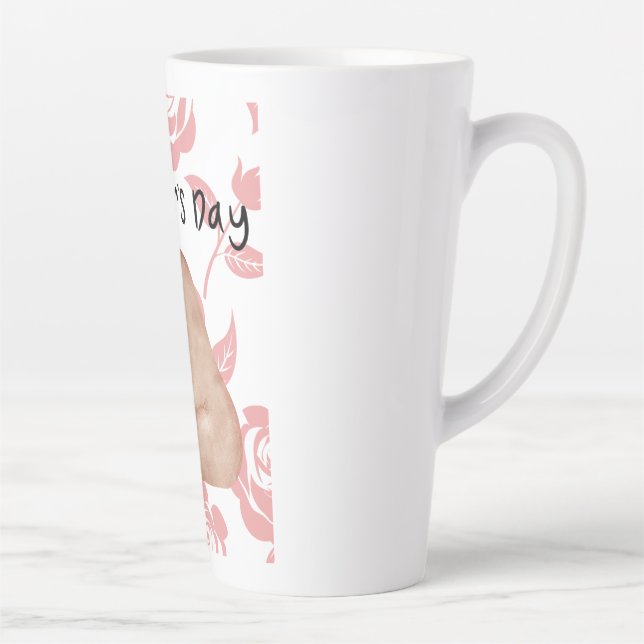 Warm Bear Hug with Pink Flower Love Latte Mug (Right)