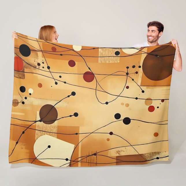 Warm Beige Abstract Aesthetic Fleece Blanket (In Situ)