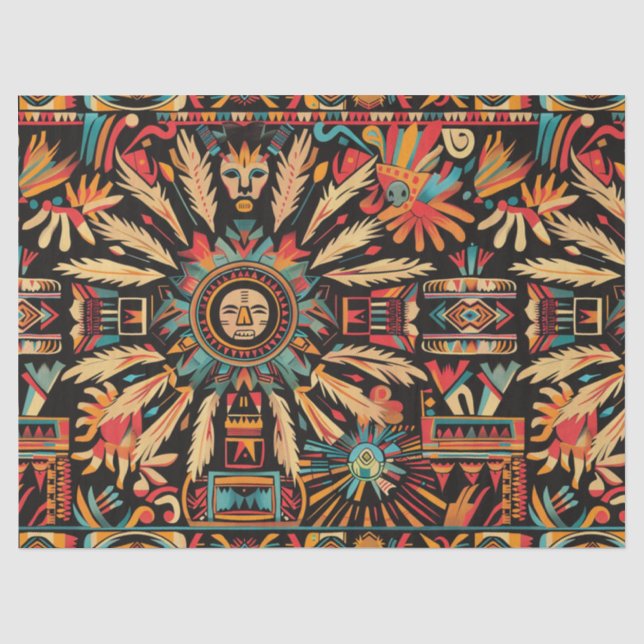 Warm Beige "Aztec Dream" Decorative Tissue Paper (Front)