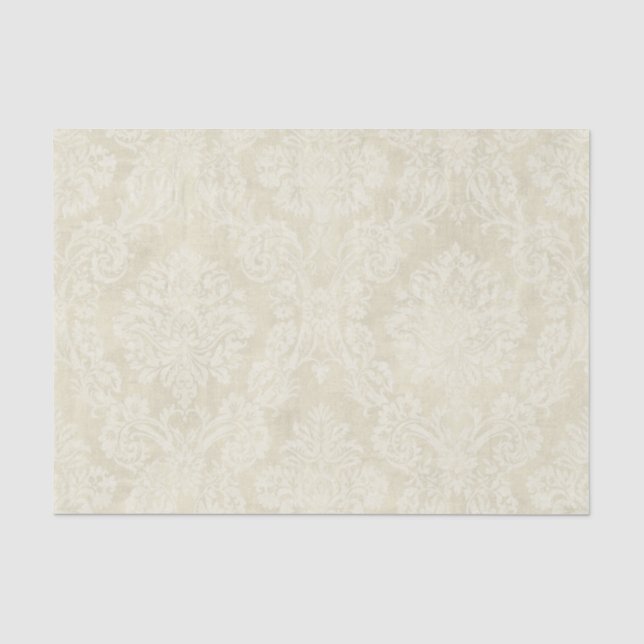Warm Beige Damask Tissue Paper Sheets (Front)