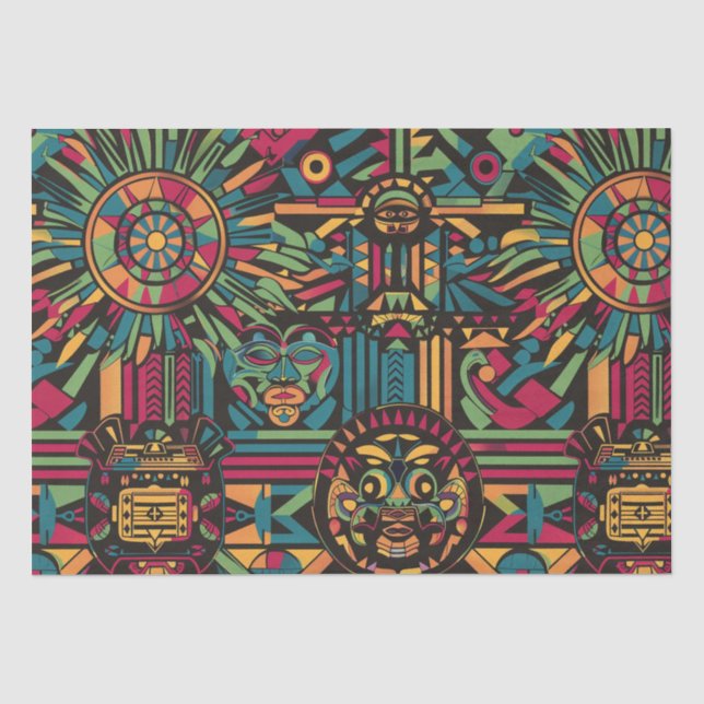 Warm Beige "Eclipsed Suns and Pyramids" Tissue Pap Paper (Front)