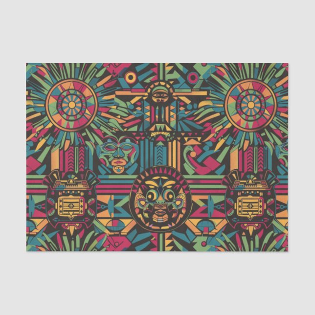 Warm Beige "Eclipsed Suns and Pyramids" Tissue Pap Paper (Front)