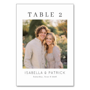 Warm Beige Elegant Photo Table Number
