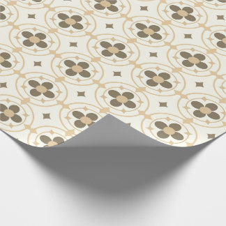 Warm Beige Floral Medallion Pattern Elegant Wrapping Paper