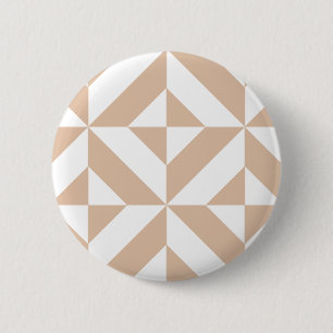 Warm Beige Geometric Deco Cube Pattern 2 Inch Round Button