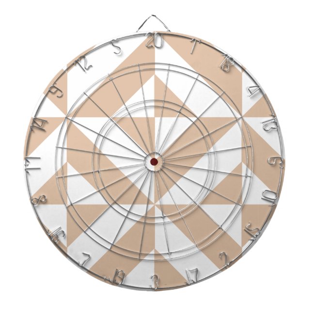 Warm Beige Geometric Deco Cube Pattern Dartboard (Front)
