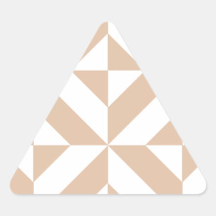 Warm Beige Geometric Deco Cube Pattern Triangle Sticker
