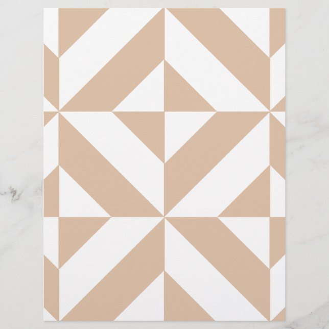 Warm Beige Geometric Deco Cube Scrapbook Paper (Front)