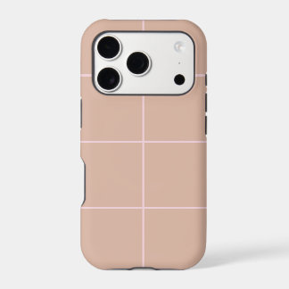 Warm Beige Grid Pattern Minimal Soft Check Design