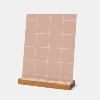 Warm Beige Grid Pattern Minimal Soft Check Design Acrylic Sign